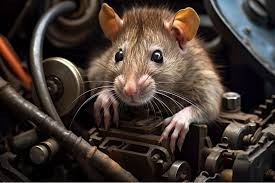 Rat chewing vehicle electrical wires inside engine compartment in Brooklyn NYC.